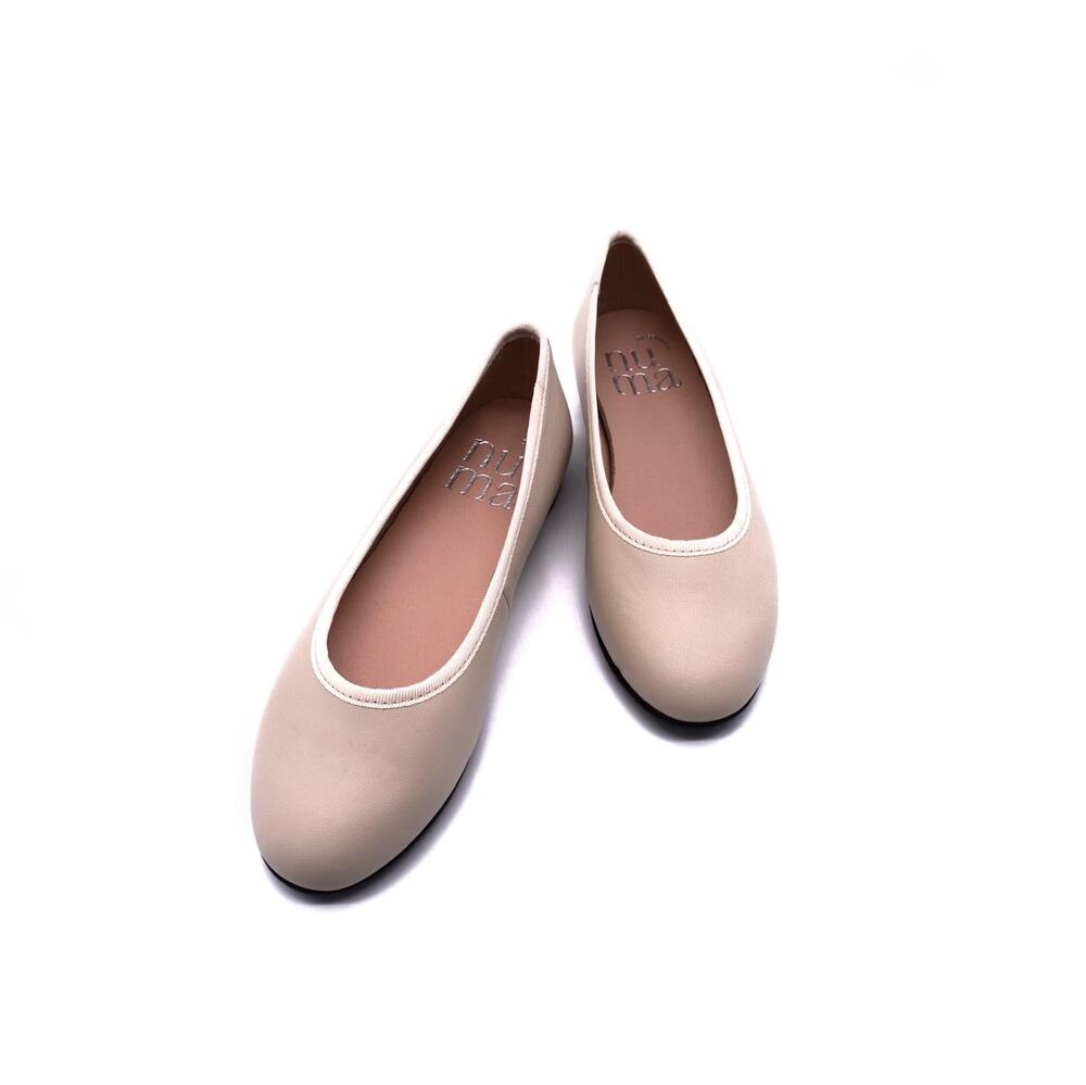 Leather Ballet Flats Beige | Handmade in Spain NARROW